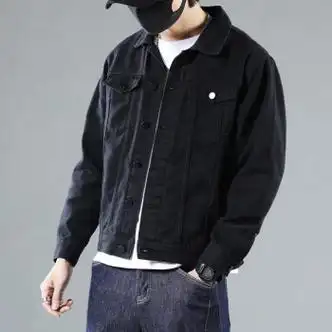 外套男潮流新款秋冬款牛仔衣秋季男生夹克男士上衣牛黑色m90100斤左右