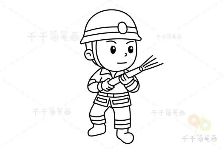 消防员简笔画图片-一看就会画消防员简笔画怎么画图片教程消防员简笔