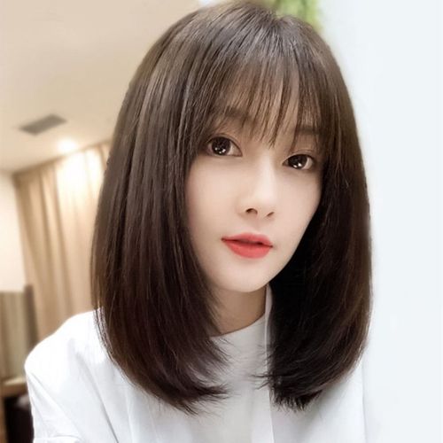 假发女中长发网红齐肩锁骨短发自然逼真空气刘海全头套内扣长直发