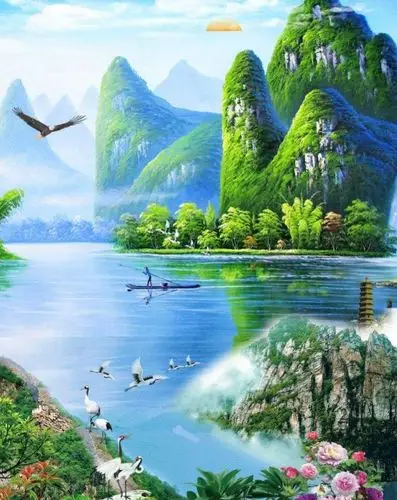 鸟语花香,山清水秀