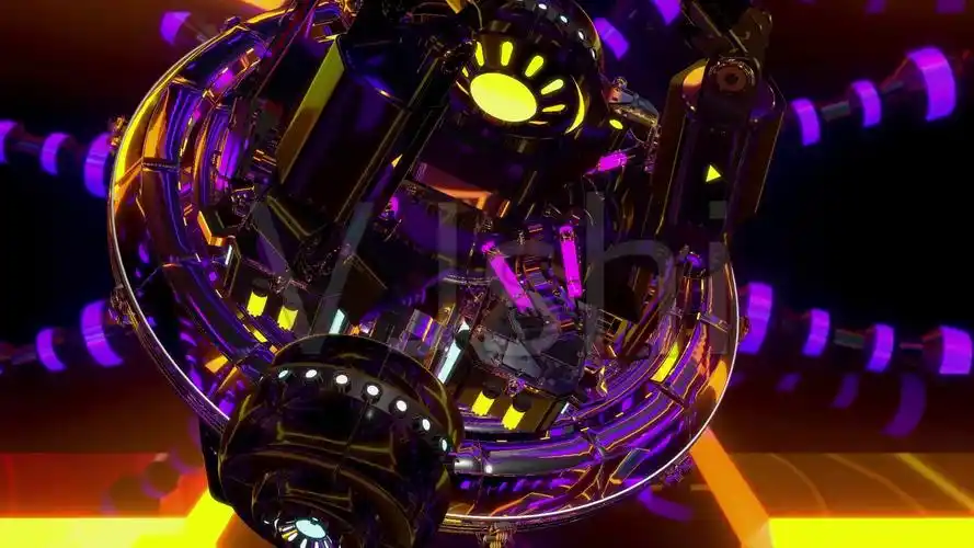 暗黑科幻风格闪烁机械图案变化舞台背景