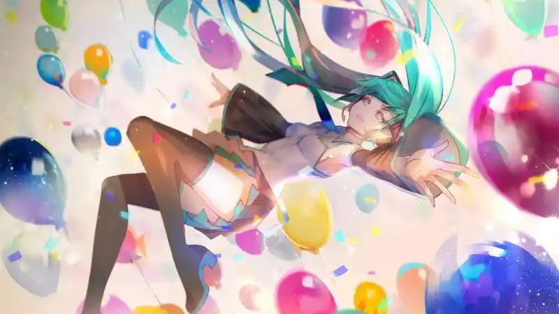 miku初音未来气球4k高清动漫壁纸1920x1080