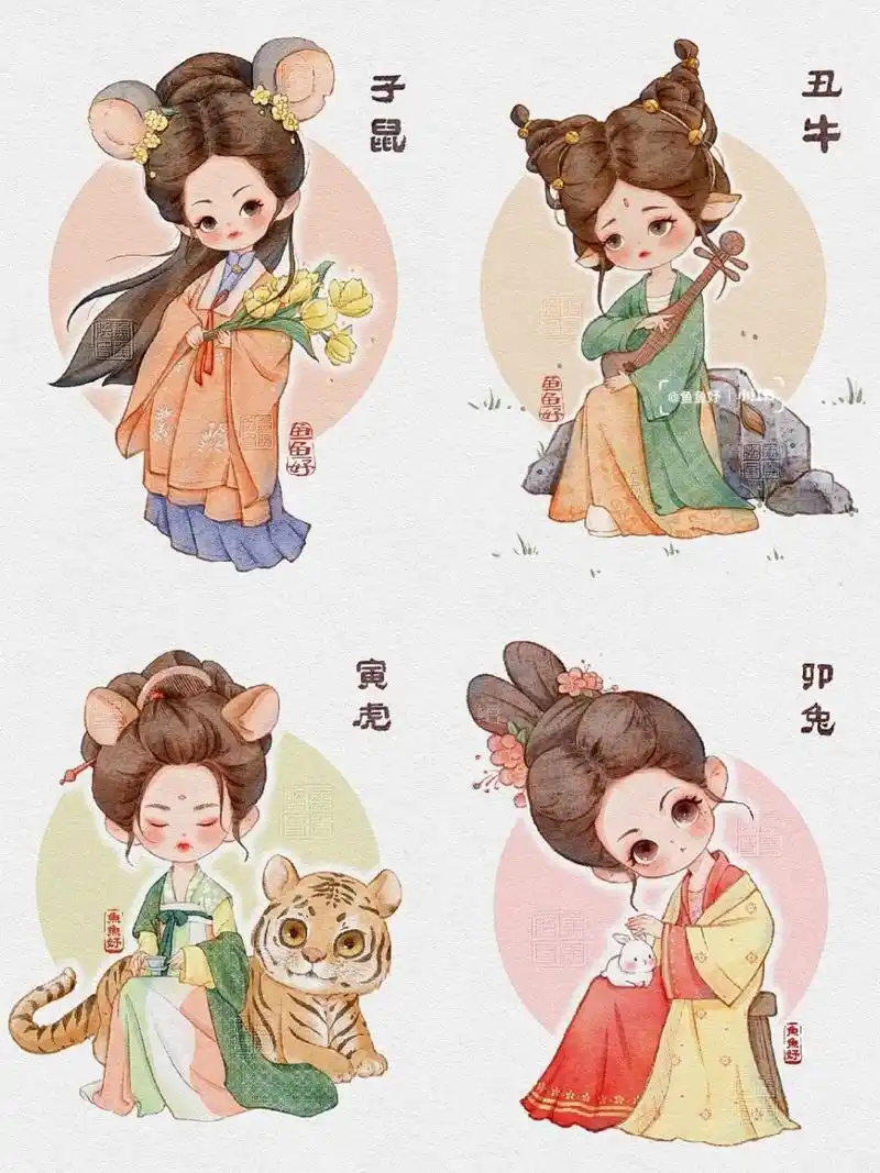 十二生肖拟人系列(上)|鼠,牛,虎,兔