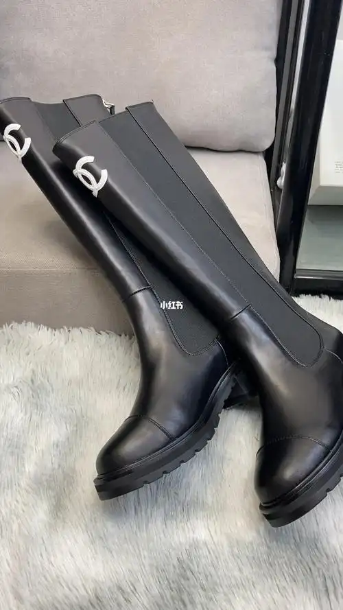 秋冬新款小香风厚底增高真皮长靴