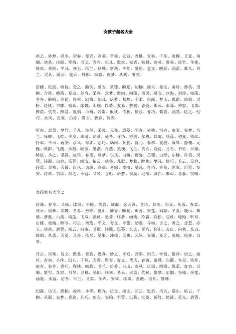 女孩子起名大全 冰之,妙梦,以冬,碧春,曼青,冷菱,雪曼,安白,香桃,安春