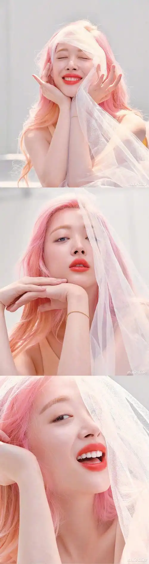 崔雪莉 | marie claire korea july 2019粉发粉裙夏日蜜桃女孩