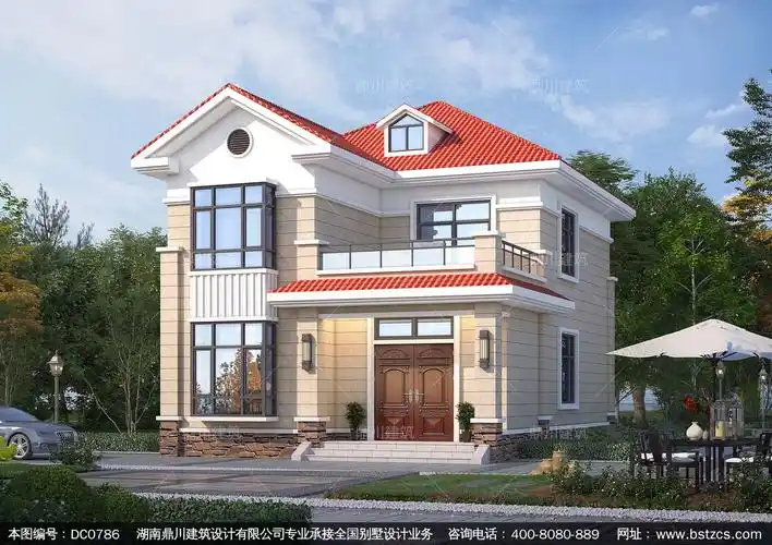 新农村二层实用小别墅施工图纸及效果图_两层自建房屋设计,鼎川建筑