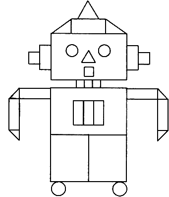 (4)○有(  )个; (5)比△多(  )个;     (6)这个机器人由(  )个图形