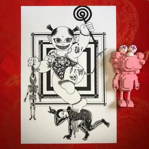 福娃 祝大家笑口常开 手里有糖 甜甜蜜蜜 远离小人#插画  #济宁纹身