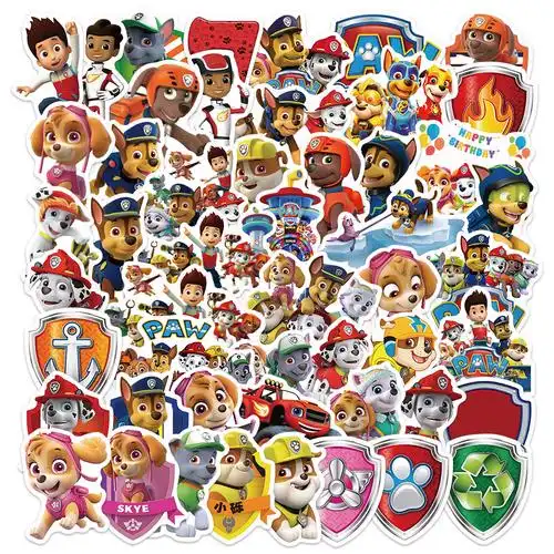 (今日9折)50张国漫动画片汪汪队儿童卡通贴画行李箱防水贴纸—笔记本