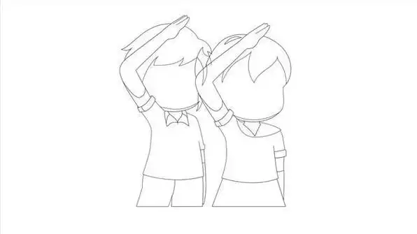 小学生敬礼的样子简笔画背面