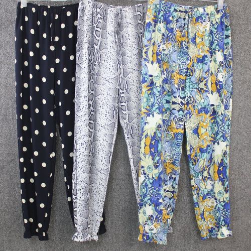 夏季女士绵绸家居服裤子女式人造棉花边九分裤佰汇福棉绸睡裤