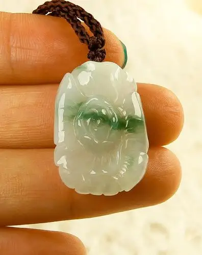 jadelink 天然翡翠飘花花开富贵吊坠