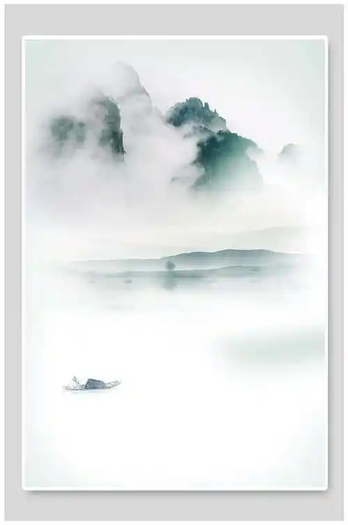 山水画水墨海报背景