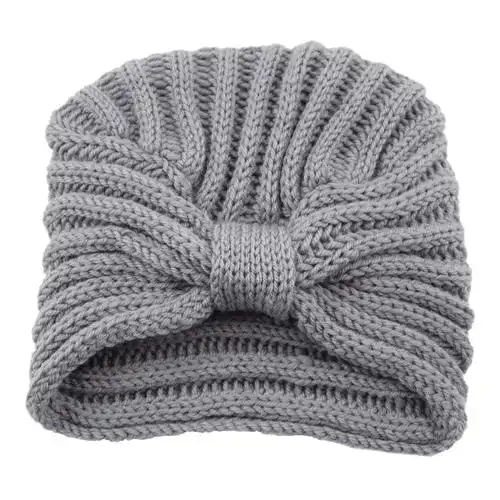 欧美蝴蝶结印度帽毛线帽子针织帽套头帽波西米亚包头帽秋冬平顶帽