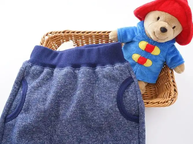 春秋男童女童宝宝抓绒纯棉保暖膝盖绣圈圈补丁哈伦裤大屁屁裤pp裤