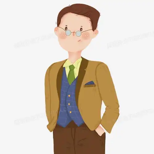 卡通穿西装男士免抠元素