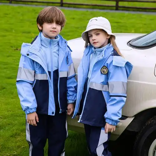 小学生冲锋衣校服秋冬装儿童冬季防风班服加绒加厚幼儿园园服套装