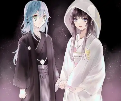 窝家没事干给大家表演一个我cp结婚 是白无垢x黑无暇 有参考 准备画齐