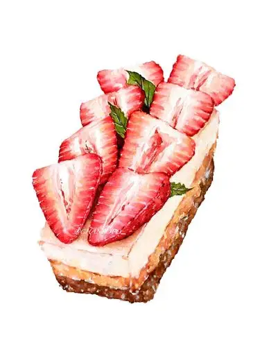 【小美食】水彩 手绘 绘画 插画 美食 草莓挞