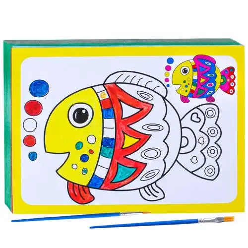 儿童水彩画填色颜料画涂鸦画油画套装益智手工幼儿园画画涂色画卡