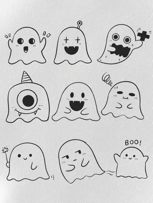 简笔画万圣节素材假如幽灵有表情