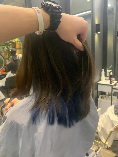 蓝黑色的褪色过程给姐妹们参考