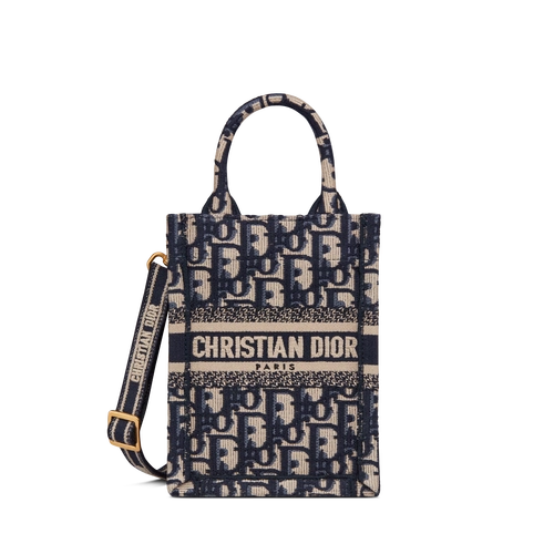book tote 手袋(配肩带) 蓝色 oblique 印花 (13 x 18 x 5 cm) | dior