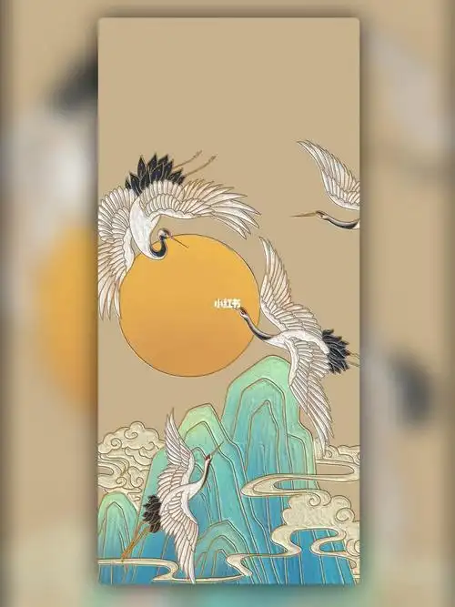 96全网超火97|2021中国风仙鹤新年壁纸_中国风_壁纸_新年去哪玩