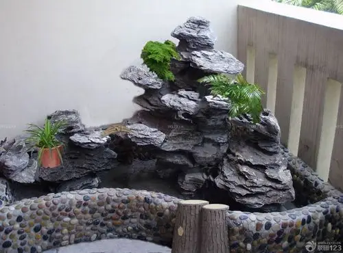 中式风格假山盆景设计图片_装修123效果图