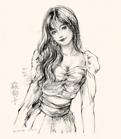 ①先用铅笔打形 写实主要是确定好五官 三庭五眼的位置,我人体是比较