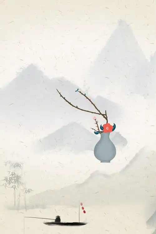 水墨中国风 佛教文化 心如止水 了无杂念, 平面, 禅意, 花朵背景图片