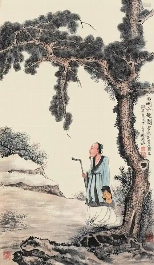 谢稚柳西湖吟趣图纸本立轴