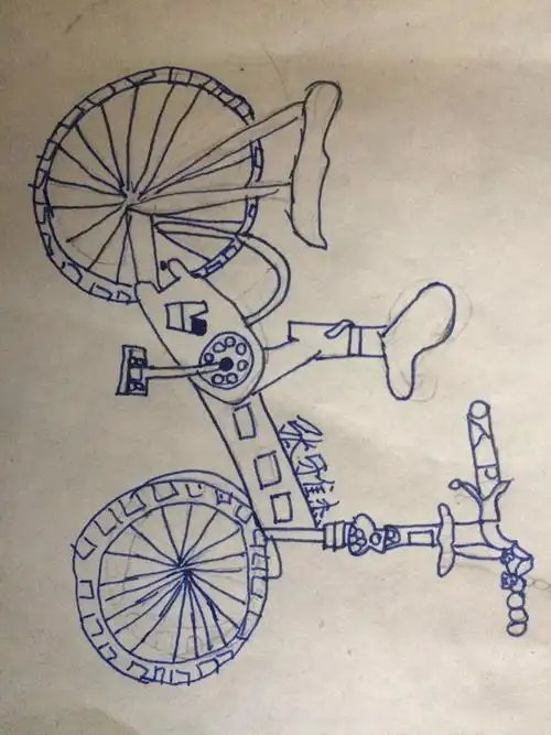 三年级二班学生作品《线描自行车》