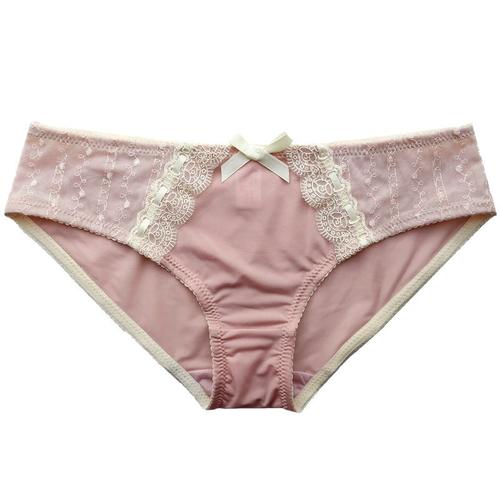 女提臀冰丝透气女式女士低腰内裤三角裤日系复古刺绣蕾丝可爱大码
