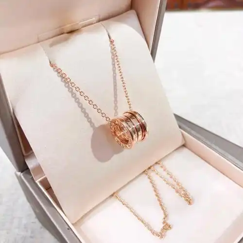 宝格丽78弹簧项链18k玫瑰金材质三环