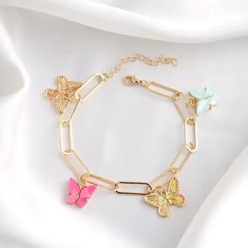 阳光沙滩唯美脚饰个性简约流行蝴蝶造型饰品百搭ins欧美跨境脚链