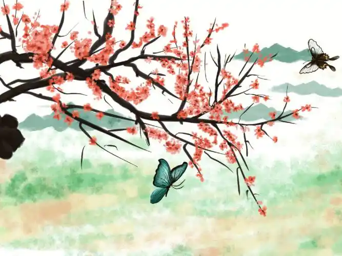 手绘中国风水墨画