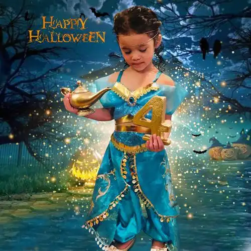 欧美女童礼服舞蹈服阿拉丁神灯茉莉公主cos服装万圣诞节两件套