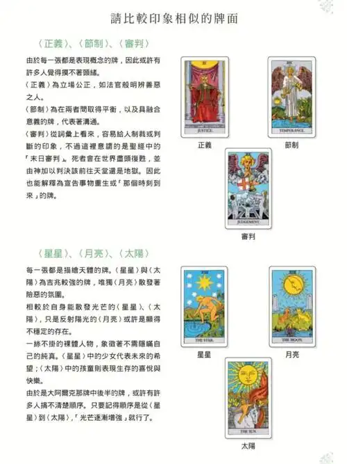 塔罗牌学习请比较印象相似的牌面