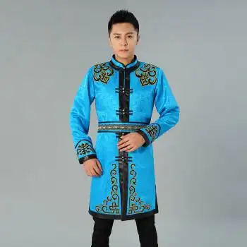服饰内衣>男装>唐装/汉服>季量>蒙古族服装男蒙古素男士现代蒙古袍