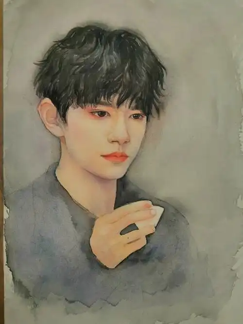 水彩人物肖像,易烊千玺|插画|插画习作|murphy的叔 - 原创作品 - 站酷