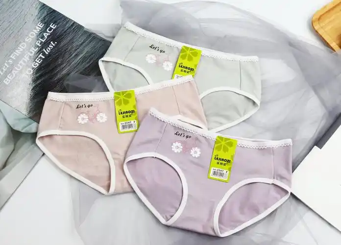 印花少女学生女士三角裤低腰涤棉tc短裤头裤衩可爱小花边内衣内裤