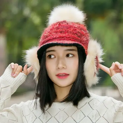 护耳帽子女冬天潮学生百搭韩版防风保暖时尚鸭舌帽冬季加绒毛线帽