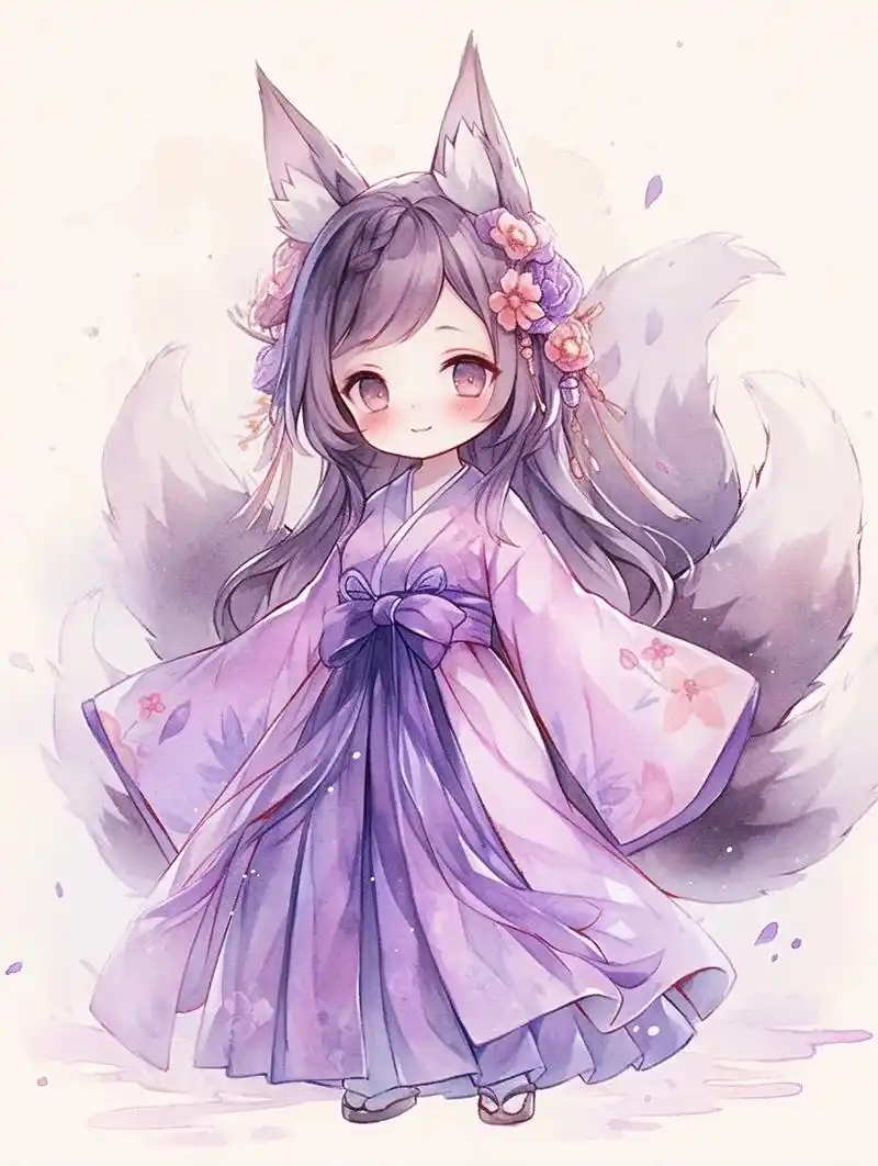 紫色九尾狐古风壁纸 (((接定制)))