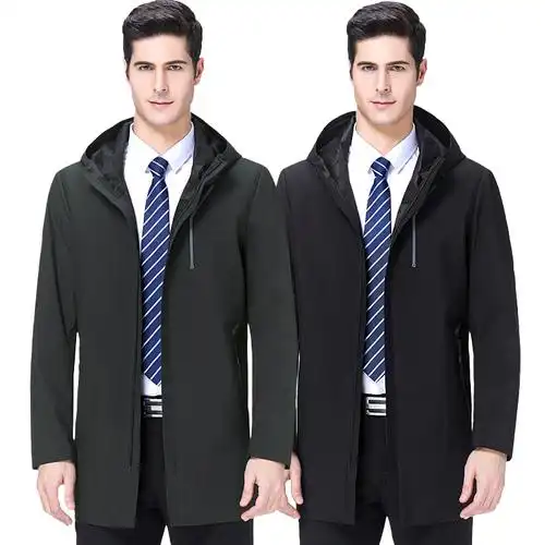 专柜品牌中长款风衣男潮2023冬季新款男士休闲风衣男士外套秋冬款纯色