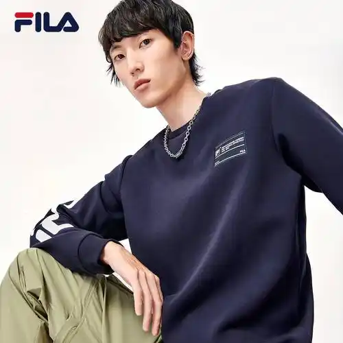 fila斐乐官方男子红色卫衣2022春季新款套头针织卫衣潮流宽松上衣 539