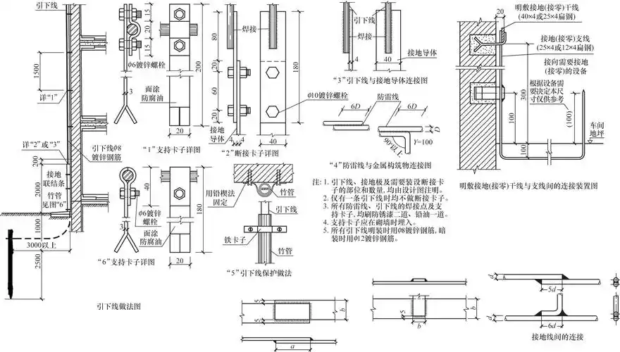 pd5-4-9 明敷接地引下线做法及安装