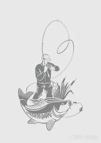 鲤鱼捕鱼图像矢量插图