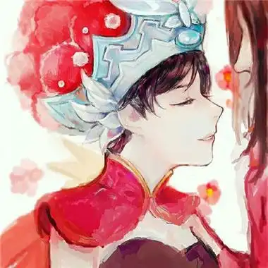 古风情头红衣一左一右 超清好看的古风嫁衣头像一对两张图片_情侣头像